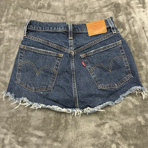 Levi's Premium 501 90's Shorts Womens Sz.25 Blue Button Fly Raw Hem High Rise - Picture 5 of 10